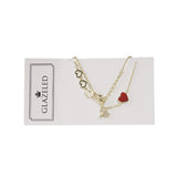 GLAZELED 14K Gold Plated Red Heart Bracelet for Women