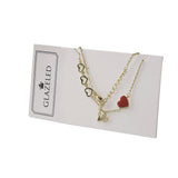 GLAZELED 14K Gold Plated Red Heart Bracelet for Women