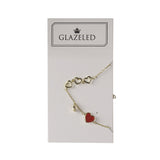 GLAZELED 14K Gold Plated Red Heart Bracelet for Women